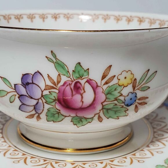 Royal Chelsea Teacup and Saucer Pink Yellow Purple Flowers Bone China Vintage - Picture 3 of 10